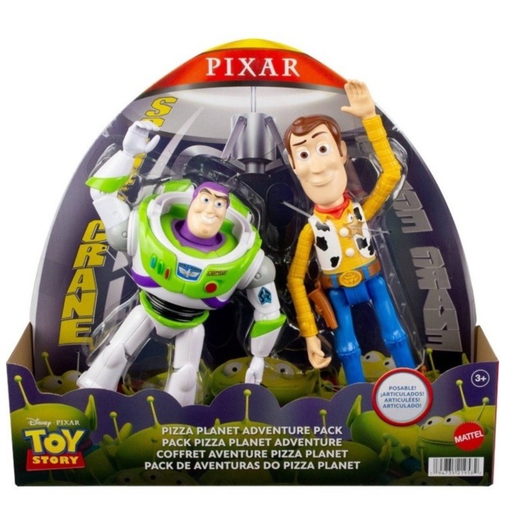 Pixar Toy Story Buzz and Sheriff Woody 7" Pizza Planet Adventure Figure Set